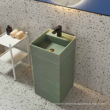 Green Color Wash Basin Sanitary Ware Bathroom Solid Surface Pedestal Basin